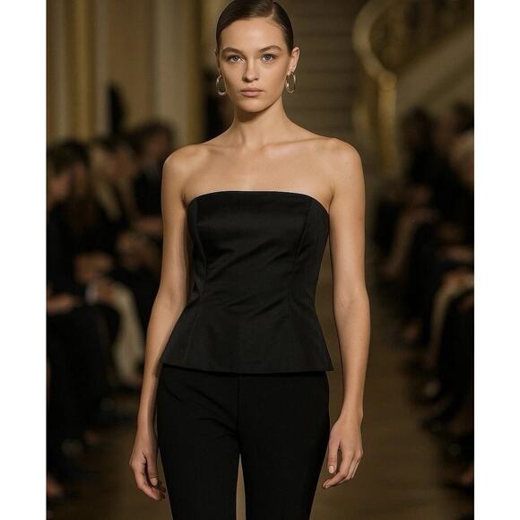Ralph Lauren Black Label Collection Bustier Strapless Top Blouse S Black Corset - Picture 1 of 5